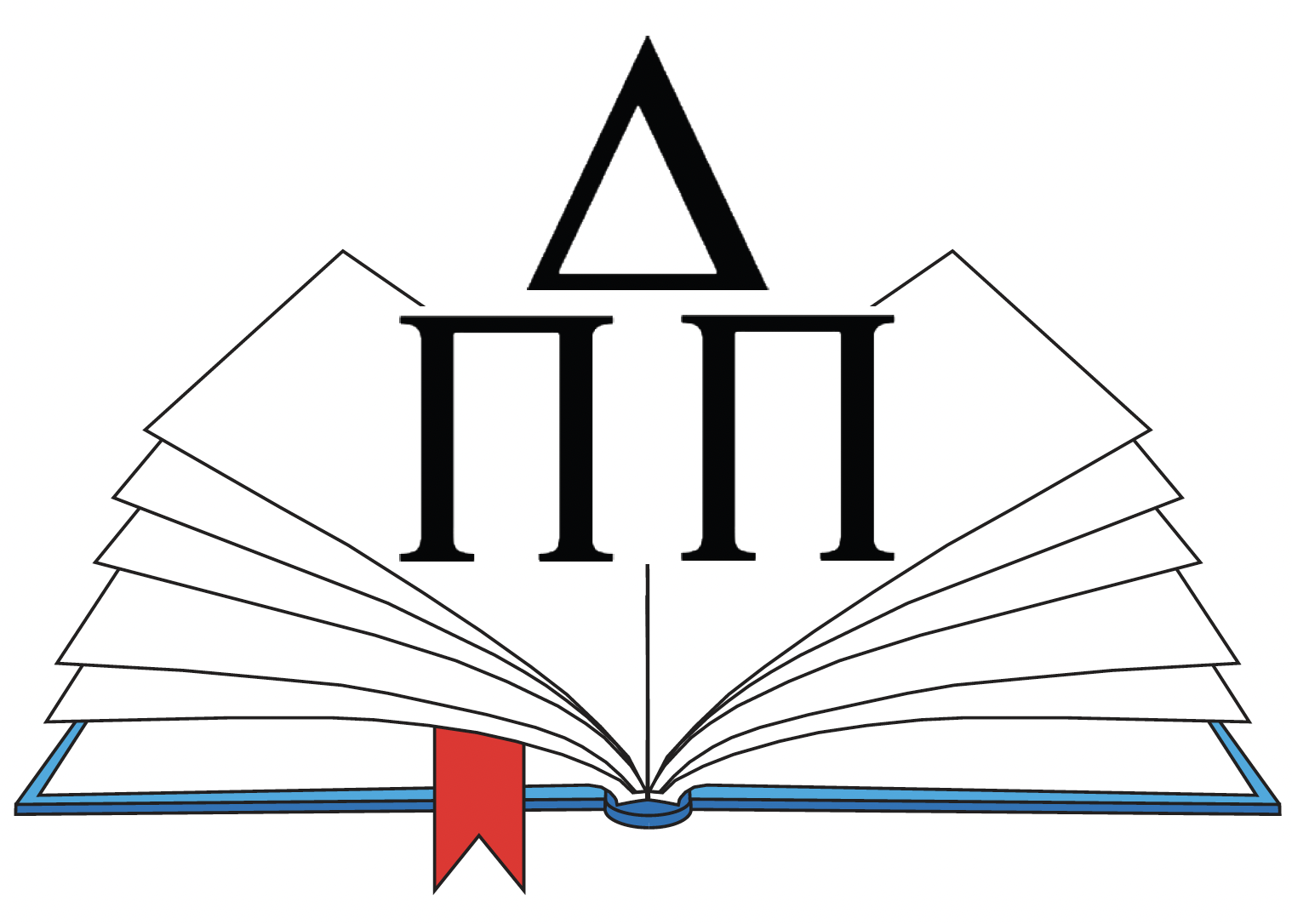 Pi Delta Pi rising from a book as Paul Palmer logo